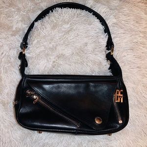 Sonia Rykiel Moto Zip Black Leather Hand Bag
